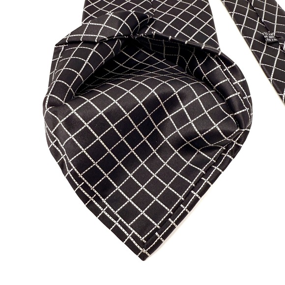 Stefano Ricci Black White Grid Pattern Silk Luxury Tie 3.75" x 61" Made in Italy - Picture 5 of 6